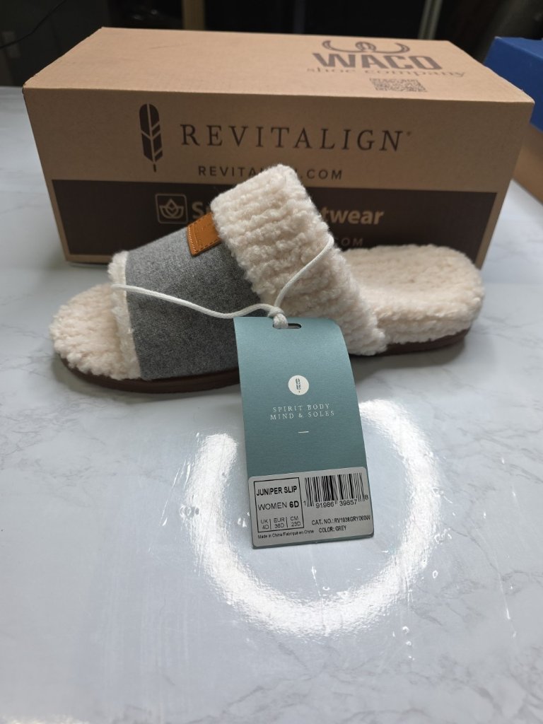 Revitalign Juniper Orthotic Slippers Women’s Size 6d Gray Sherpa Slide. Wl60 — image 2 of 8